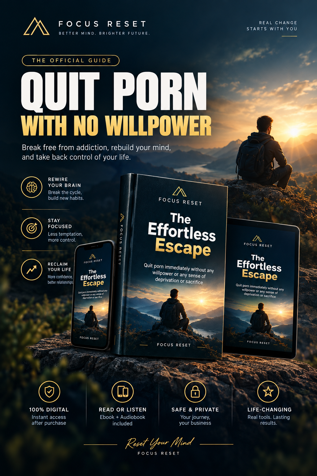The Effortless Escape™ – Digital Guide to Breaking Free from Porn Addiction (eBook + Audiobook)